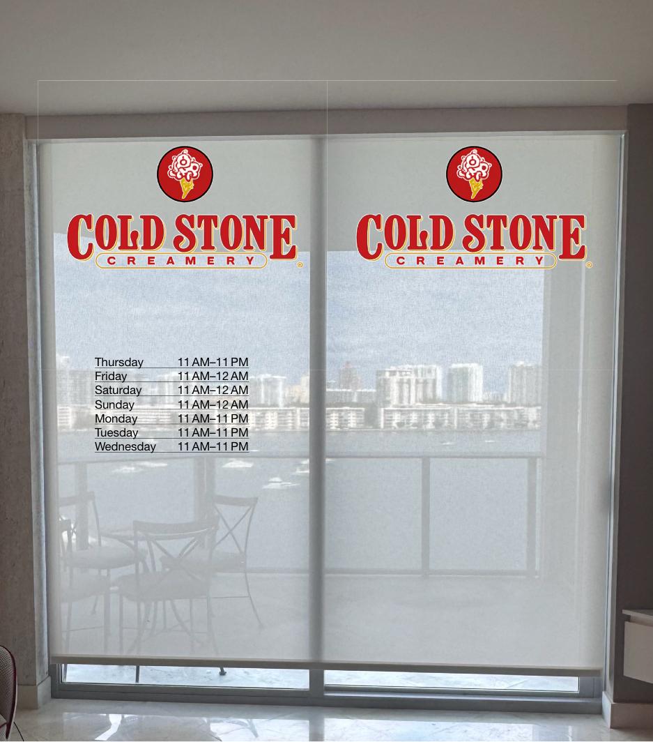 Cold Stone Creamery storefront blinds