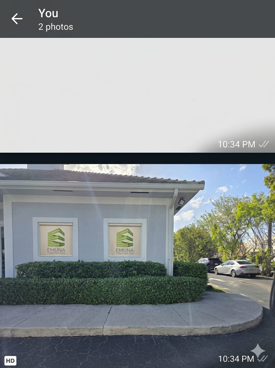 Emuna Construction branded blinds